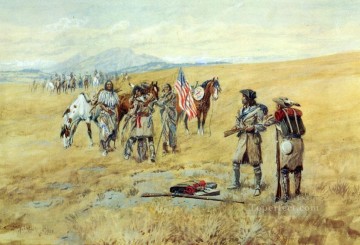 capitaine lewis rencontre les shoshones 1903 Charles Marion Russell Indiens d’Amérique Peinture à l'huile